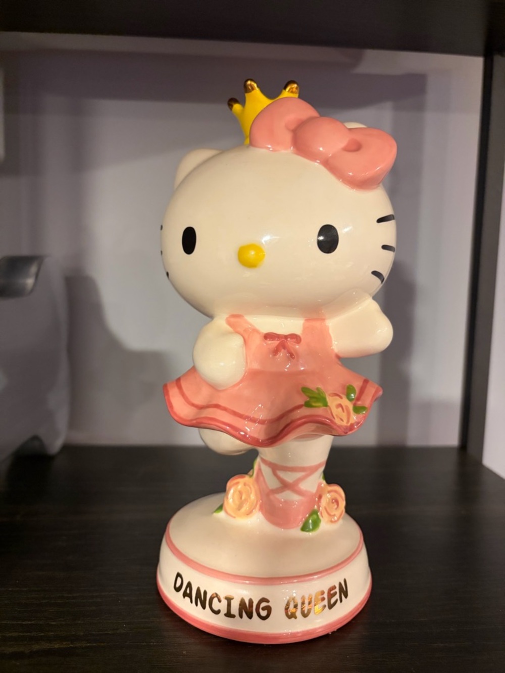 Sanrio Hello Kitty Ceramic Figurine - Pink, White & Gold